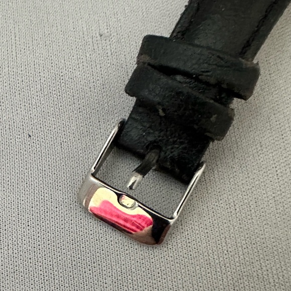 Anne Klein silver tone ladies watch with black leather band - Picture 5 of 6